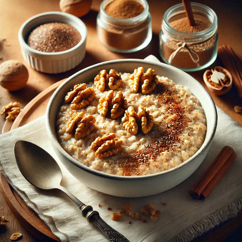 Oatmeal with walnuts and cinnamon