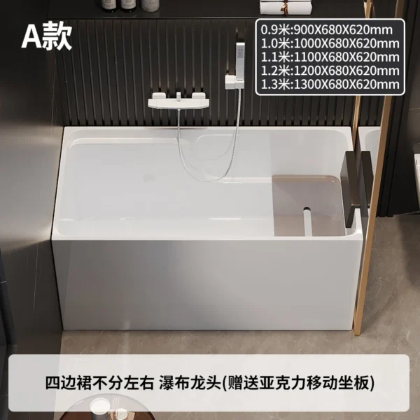 ZK deep bubble freestanding acrylic bathtub household walk-in bidet small apartment bathtub living room decoration - Image 12