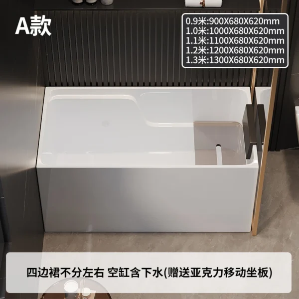 ZK deep bubble freestanding acrylic bathtub household walk-in bidet small apartment bathtub living room decoration - Image 11