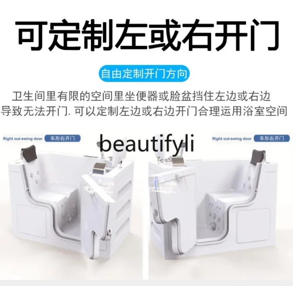 Accessible elderly disabled bathtub open door walk-in sitting acrylic constant temperature hydrotherapy Jacuzzi - Image 6