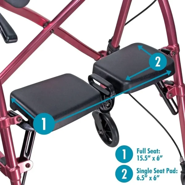 Lightweight Folding Space Saver Mobility Rolling Walker for Seniors and Adults 6-inch Wheels  Locking Brakes - Image 6