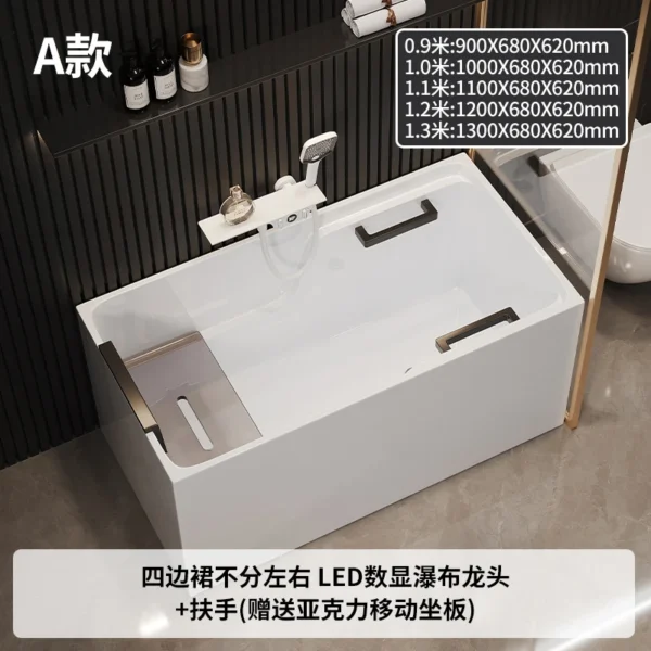 ZK deep bubble freestanding acrylic bathtub household walk-in bidet small apartment bathtub living room decoration - Image 10