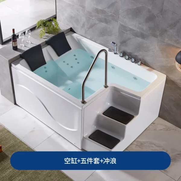 Double Parent-Child Bathtub Mandarin Duck Bath Walk-in Massage Bathtub Acrylic Couple Bath Constant Temperature Bathtub - Image 6