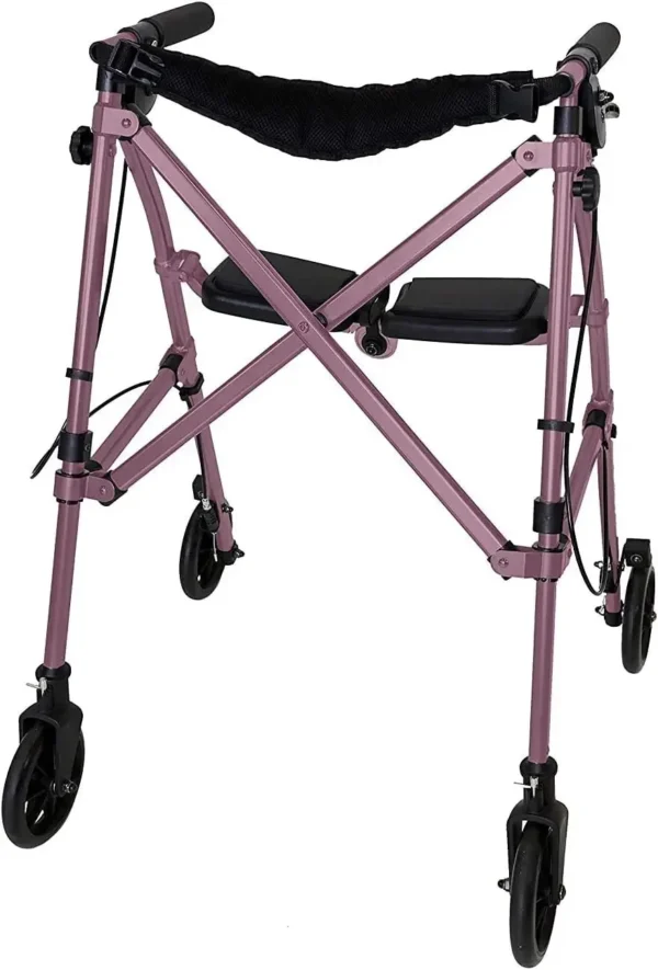 Lightweight Folding Space Saver Mobility Rolling Walker for Seniors and Adults 6-inch Wheels  Locking Brakes - Image 7