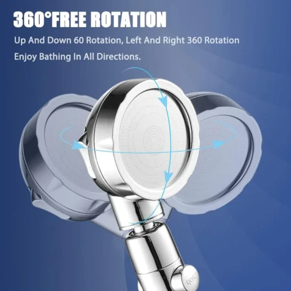 3 Modes Big Booster Shower Head With Stop Button 360 Rotation Rainfall Water Saving High Pressure Shower Bathroom Accessories - Image 5