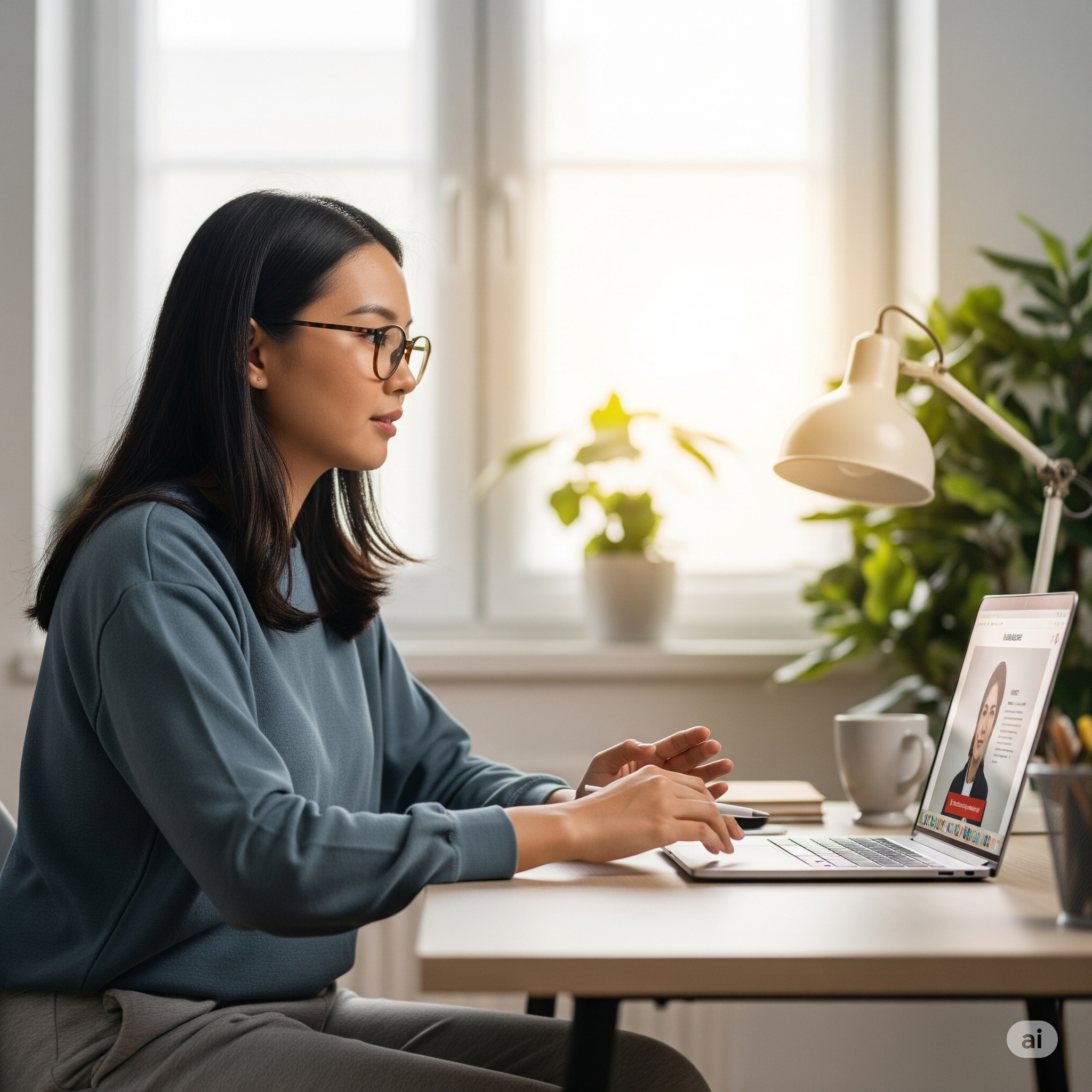 person attending an online webinar or coaching call